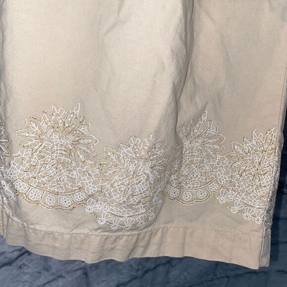 Classic elements 100% cotton embroidered pull on capri pants sz L 14/16 - Picture 2 of 10